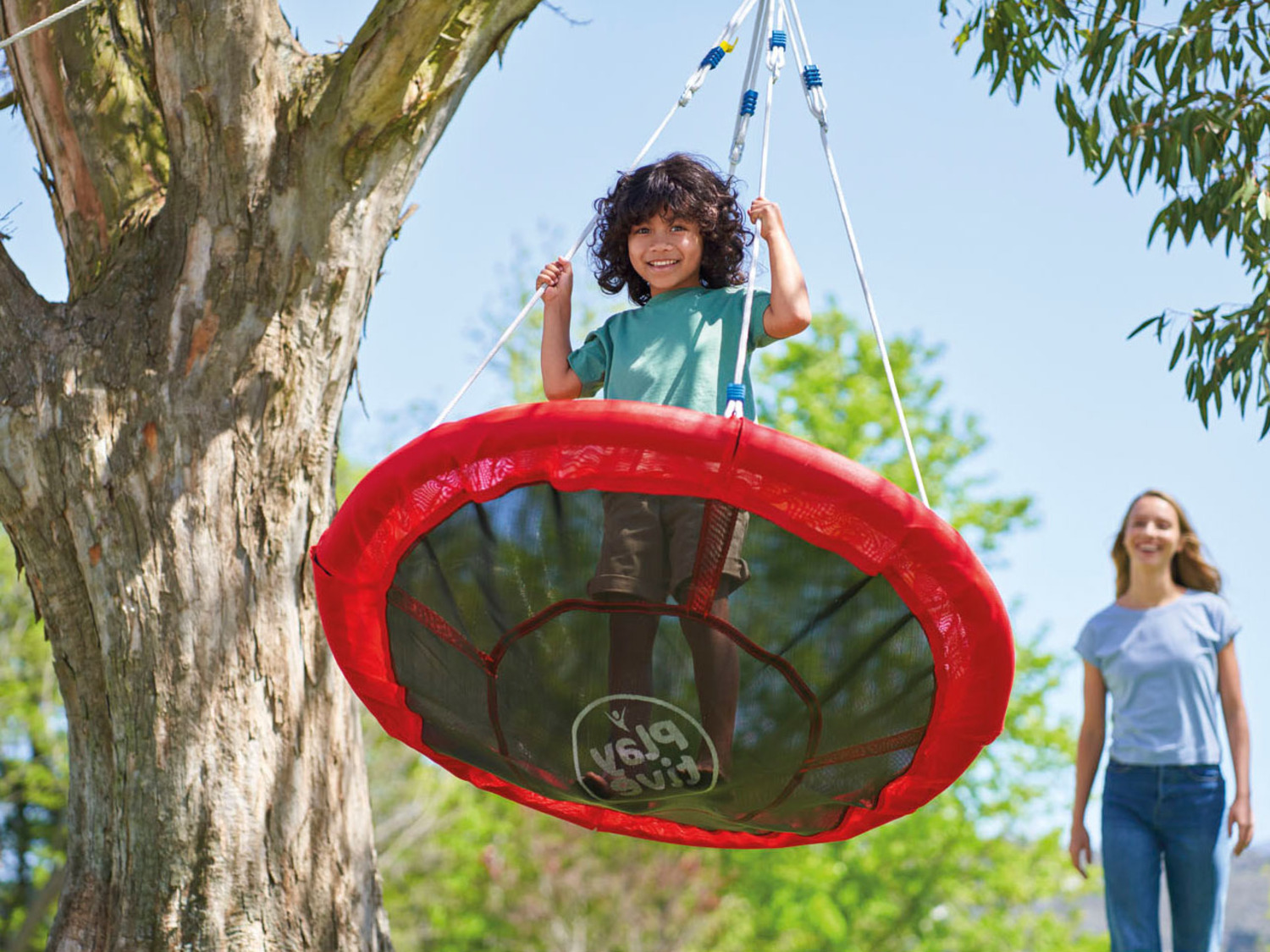 KidLand Závěsná houpačka - houpací kruh 113 cm červený 1